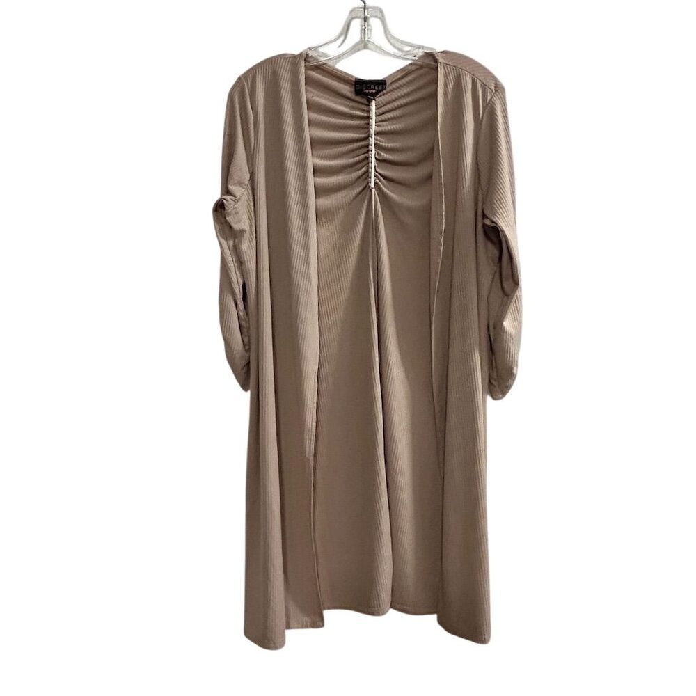 Discreet Women's XL Beige Open Cardigan Ribbed Knit Sweater